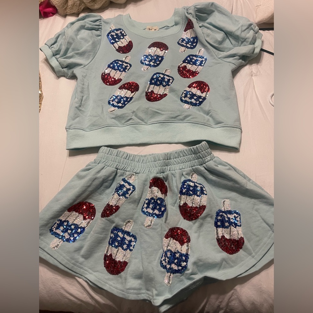 Ice Pop Sequin Top and Skort Set